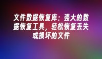 文件数据恢复库：强大的数据恢复工具，轻松恢复丢失或损坏的文件