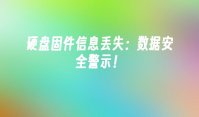 硬盘固件信息丢失：数据安全警示！