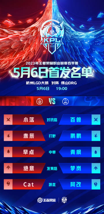 2023KPL春季赛5月6日赛程 2023KPL春季赛5月6日首发名单