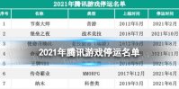 2021年腾讯游戏停运名单 2021腾讯有哪些游戏停运