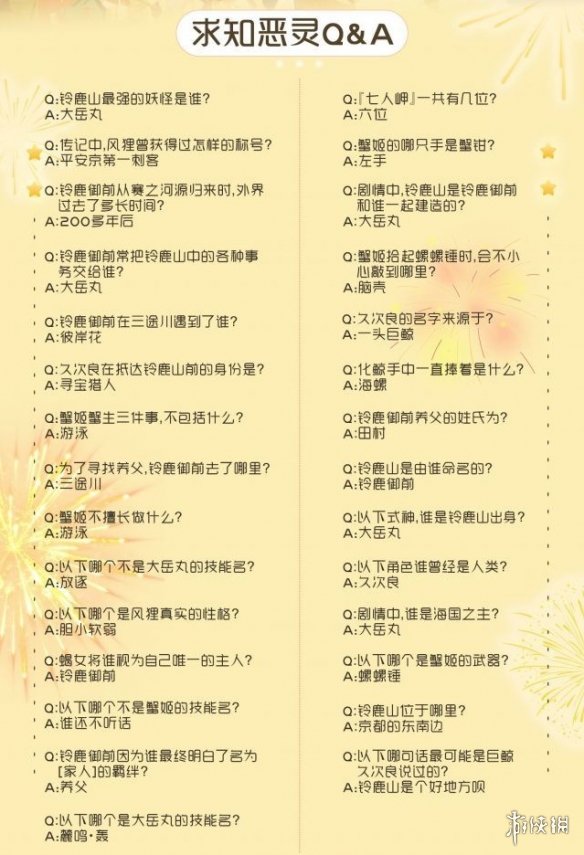 《阴阳师》蟹姬的哪只手是蟹钳 四周年麓海归途海国问题答案